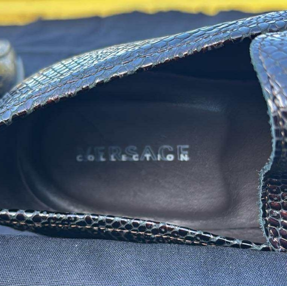 Versace Collection Black Python Leather Loafers - image 3